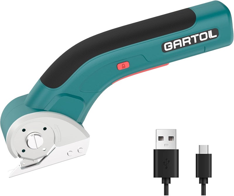 GARTOL Cordless Electric Scissors – Rechargeable Rotary Cardboard Cutter with USB Cable, Safety Lock, Portable Powerful Box Cutter for Fabric, Leather, Carpet, Sewing, Crafts, DIY - Image 1